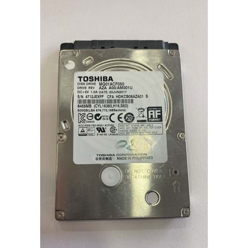 Toshiba MQ01ACF050 2.5'' 500GB 7200RPM Sata Hard Disk %80 Sağlık