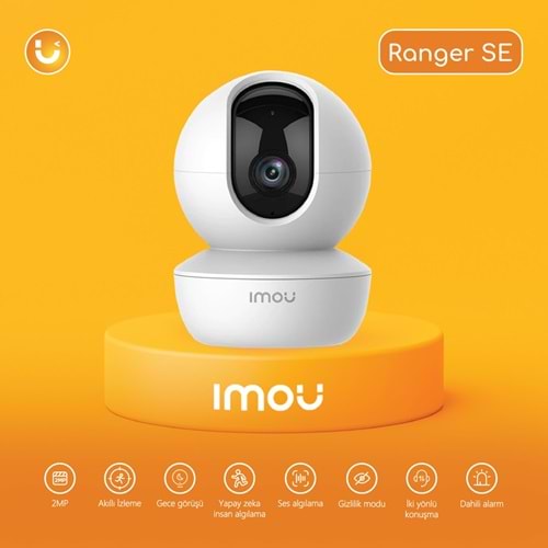 IMOU Ranger SE İç Ortam Akıllı WiFi PT Kamera/2MP-Gece Görüş-360° Hareket-Hareket ve İnsan Algılama-İki Yönlü Ses-SD Kart-ONVIF-Bulut(IPC-A23P)