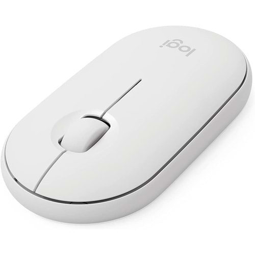 Logitech M350 Pebble Kablosuz Mouse, Bluetooth veya USB Bağlantı, Sessiz, Modern Tasarım, 18 Ay Pil Ömrü, Beyaz