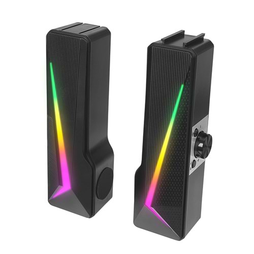 Mikado MD-S157 2.0 5Wx2CH RGB Ledli Oyuncu Siyah USB Sound Bar Speaker Hopa