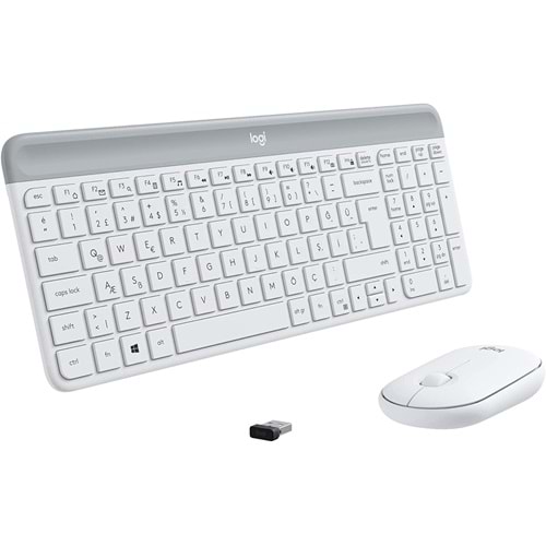 Logitech MK470 İnce Kablosuz Klavye ve Fare Birleşimi - Modern Kompakt Düzen, Ultra Sessiz, 2.4 GHz USB Alıcı, Tak Çalıştır Bağlantı, Windows ile Uyumlu - Beyaz