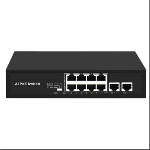 URANIUM POE-8020-96W 8 PORT 10/100 + 2 PORT 10/100 RJ45 UPLINK POE SWITCH (REALTEK CHIPSET)