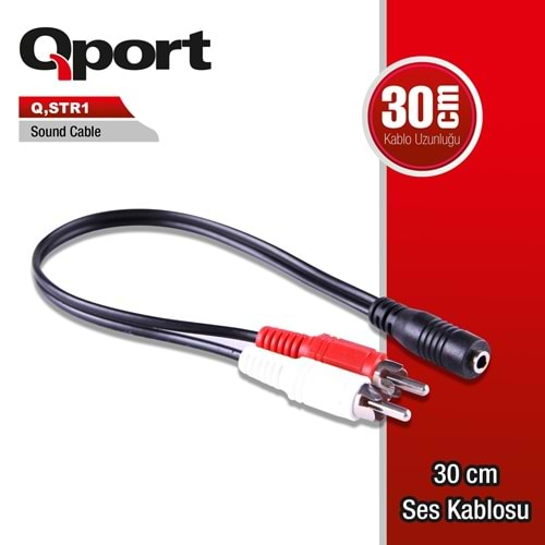 Qport Q-Str 2 3.5 mm Stereo Erkek 2 Rca 1.5 m Stereo Kablo