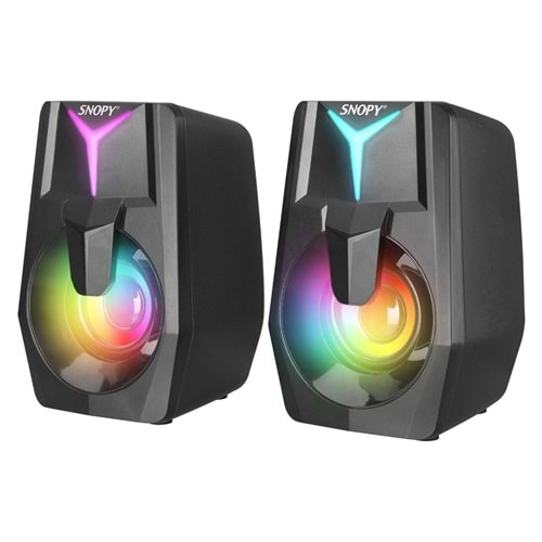 Snopy SN-X22 Style 2.0 Multimedia LED Işıklı 3W-2 Siyah USB Gaming Speaker