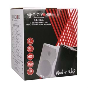 MagicVoice F-LHY4S 4'' (10 CM) Hat Trafolu Duvar Tipi Sütun Hoparlör (10W RMS / 150W Peak - MP3 USB Uyumlu) - Beyaz