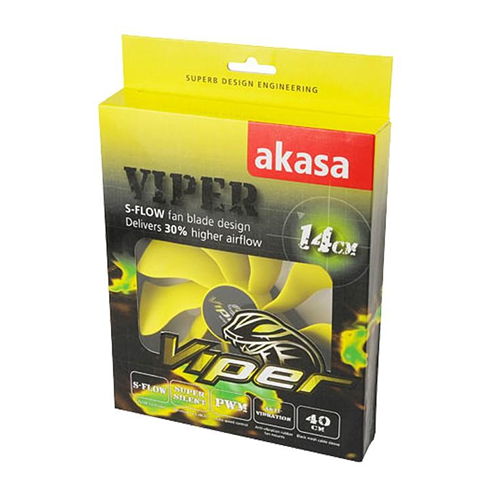 Akasa AK-FN063 14 cm Sarı Vıper S-Flow Yuksek Performasnlı Sessiz Bilgisayar Kasa Fanı