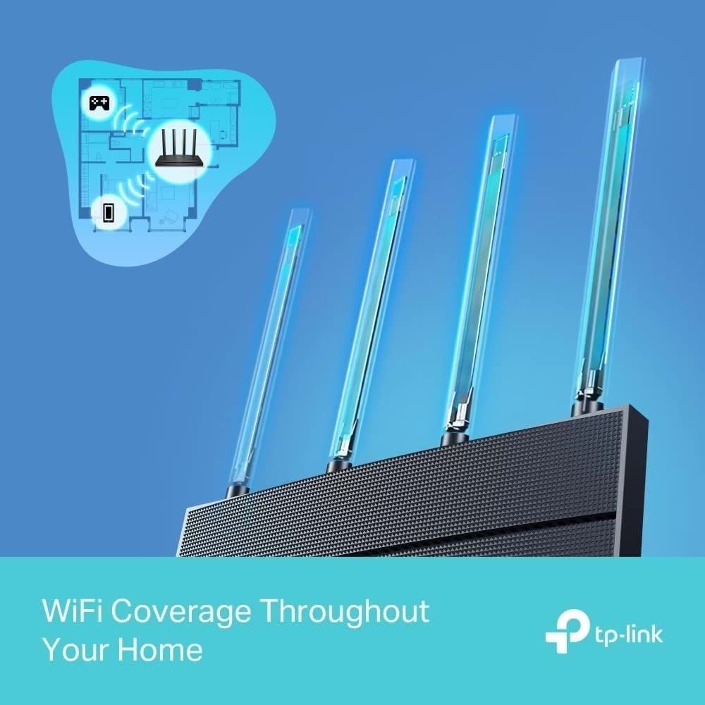 TP-Link Archer AX12, AX1500 Mbps, Fiber Destekli, 4 Gigabit LAN Portları, WPA3, Oyun için İdeal Xbox/PS/Steam ve 4K, Gigabit Dual-Band Wi-Fi 6 Router