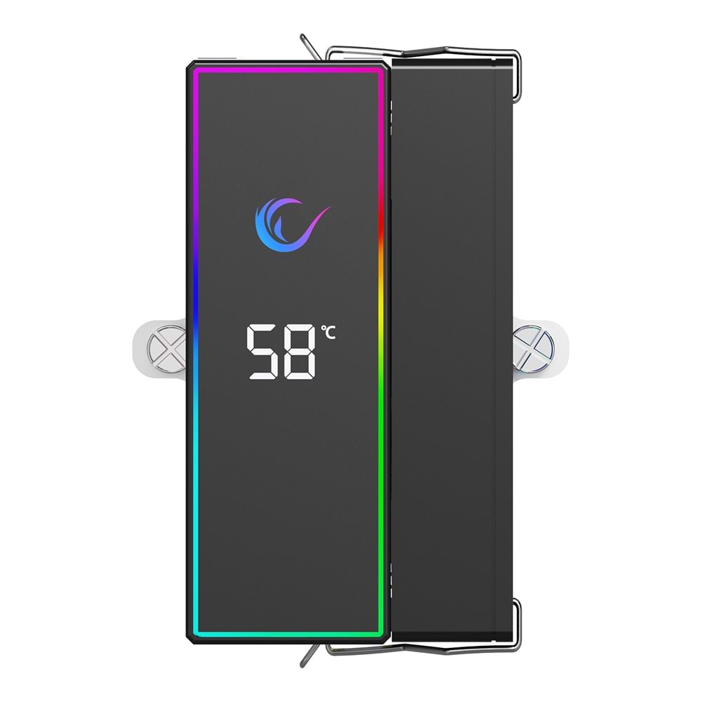 Rampage OCTAGON B70 Siyah 63CFM 12cm ARGB Sıcaklık Göstergeli AM5/LGA1700 Uyumlu Hava Soğutmalı CPU Fan