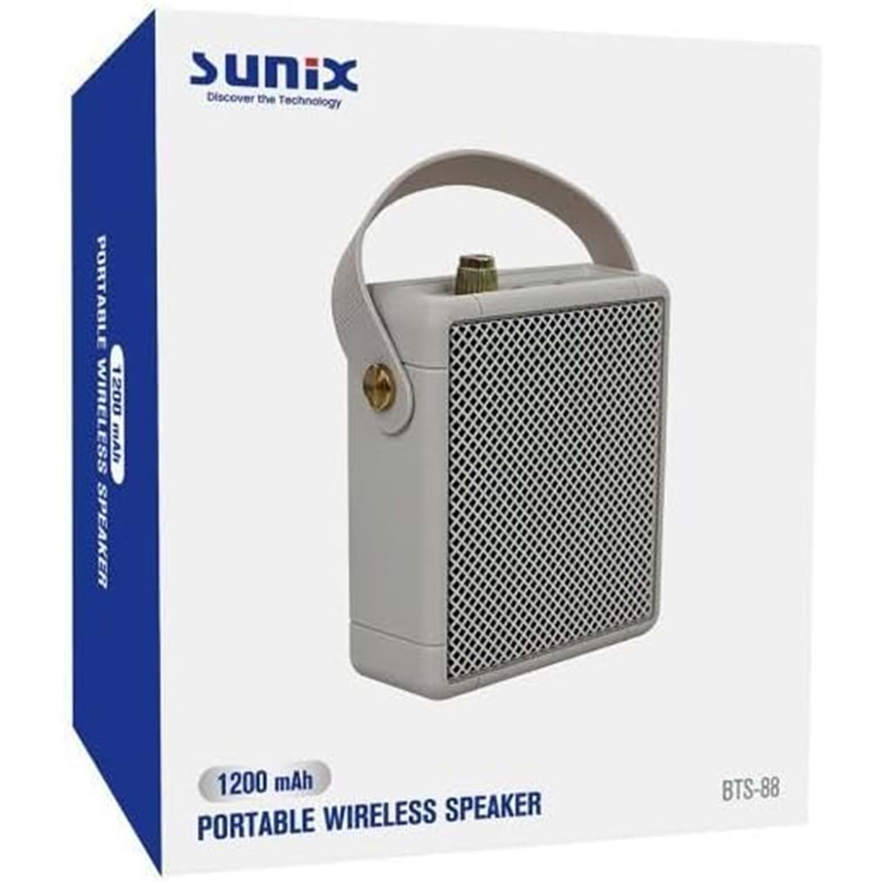 Sunix 1200 Mah Taşınabilir Bluetooth Hoparlör Beyaz BTS-88