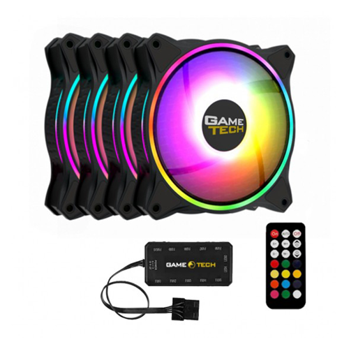 Gametech RGB Kumandalı 4x12cm Kasa Fan (4'lü Kit Halo Model)