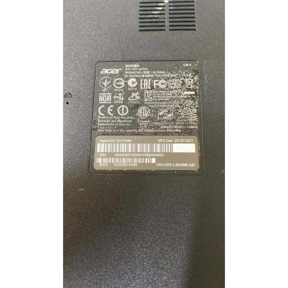 Acer Aspire N15W4 ES1-512 ES1-531 ES1-571 MS2394 Alt Kasa