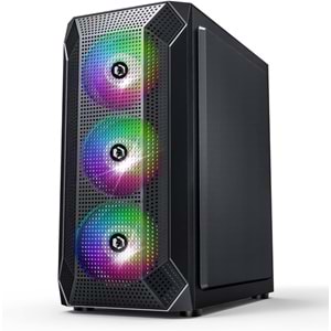 EMPIRE GAMING - PC Gamer Case Ruby - ARGB Mid-Tower ATX, mATX, ITX -Ön Ağ -Akrilik Cam Yan Duvar -4 3-Pin Fanlar 5 Volt 120 mm Adreslenebilir RGB LED -MB Sync – Siyah