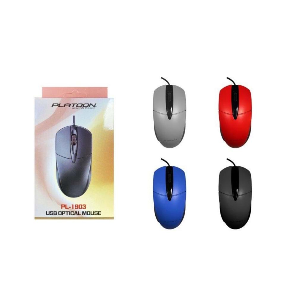 Platoon PL-1903 Usb Siyah 1200dpi Optik Kablolu Mouse