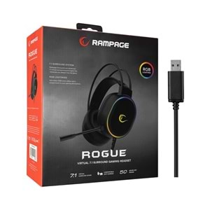 Rampage ROGUE Siyah USB RGB Ledli Gaming Esnek Mikrofonlu Oyuncu KulaklıkRampage ROGUE Siyah USB RGB Ledli Gaming Esnek Mikrofonlu Oyuncu Kulaklık