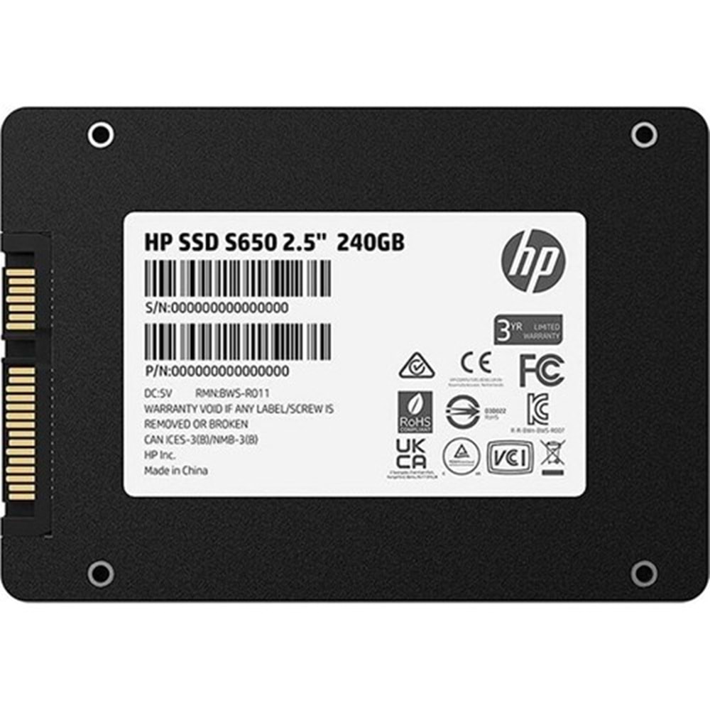 HP S650 240GB 560/450MB/s SATA III 2.5'' SSD 345M8AA
