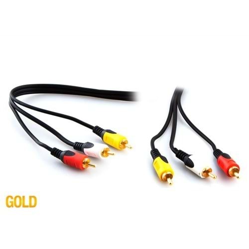 S-Link Sl-Rca05 3Rca To 3Rca 5Metre Gold Kablo