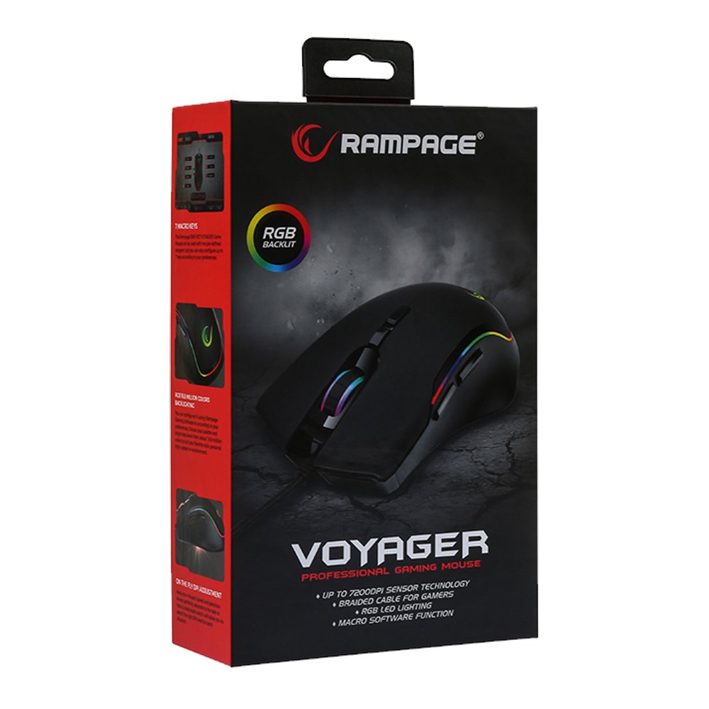 Rampage SMX-R27 VOYAGER Usb RGB Işıklı Makrolu 1200/2400/4800/7200dpi Gamin