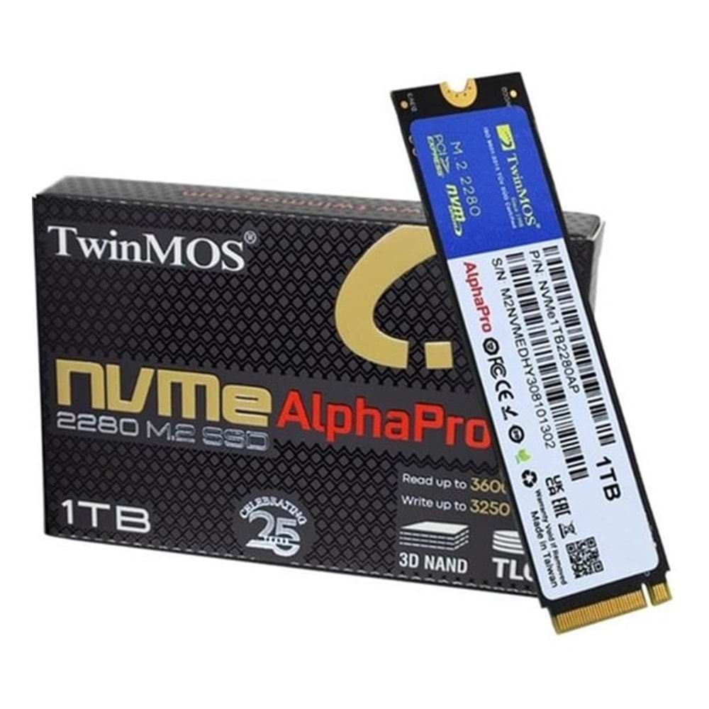 TwinMOS 1TB M.2 PCIe Gen3 NVMe SSD (3600-3250Mb/s) TLC 3DNAND SN : M2NVME