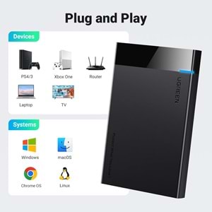 Ugreen USB 3.0 2.5 inch Sata Hard Disk Kutusu, Siyah