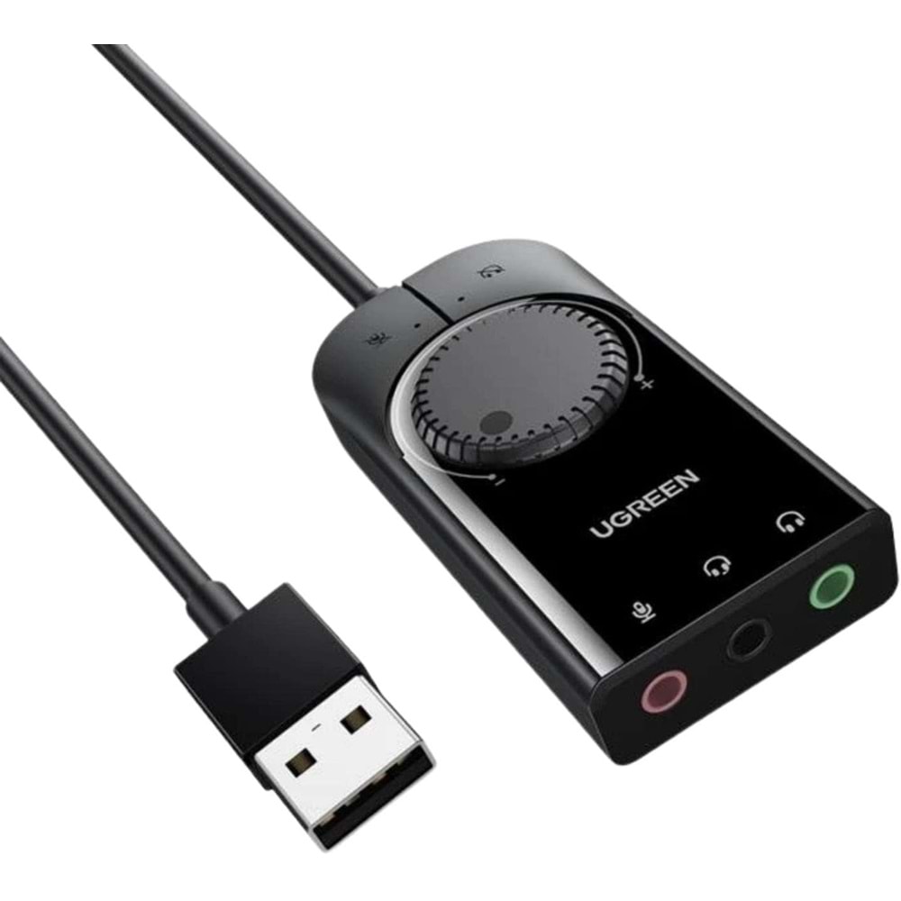 Ugreen Harici USB Ses Kartı, Siyah, 15 Cm