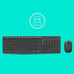 Logitech Mk235 USB Kablosuz Türkçe Klavye Mouse Seti - Siyah